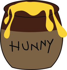 Cartoon Hunny Pot with Dripping Yellow Honey for Children Storybook and Sweet Food Dessert Design Concepts Isolated on White Background