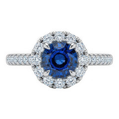 Elegant sapphire and diamond ring with intricate details and sparkling stones isolated on transparent background