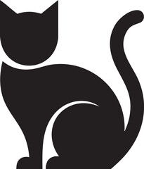 Naklejka premium A black silhouette of a sitting cat with its tail raised