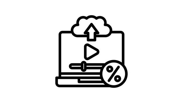Cloud Studio Outline Animation 2D Cartoon 4K Video. Relate To Product Offering, Marketing, Commerce And Shopping. Editable On Transparent Background Alpha Channel.