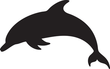 Obraz premium Black silhouette of a dolphin jumping out of the water in a playful motion