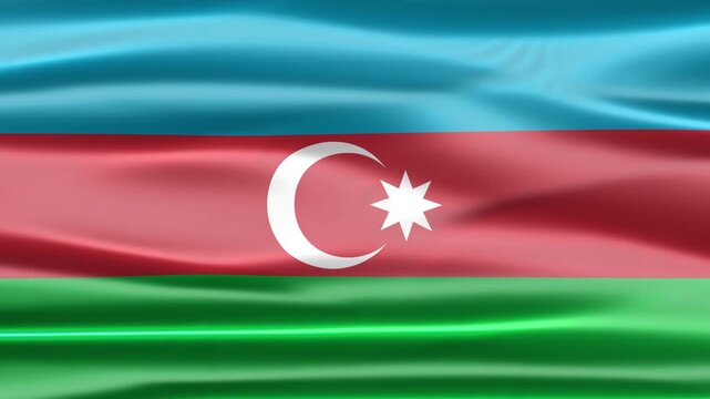 High quality waving flag of Azerbaijan featuring realistic cloth motion and vibrant colors, perfect for national themes, cultural visuals, education, and international media use.