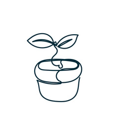 Fototapeta premium continuous line drawing plant on pot illustration outline sketch