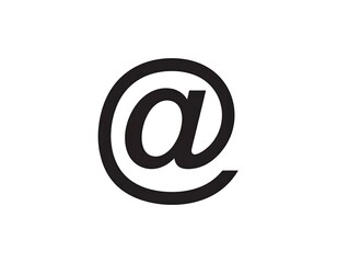 Isolated monochrome icon. A stylized "at" symbol, widely used for electronic communication