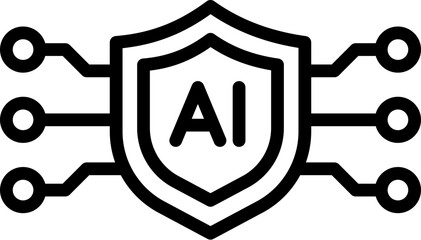 AI Shield icon. Vector line icon