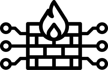 Firewall AI icon. Vector line icon