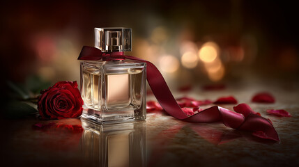 Luxury Perfume Bottle with Red Roses