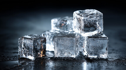 Obraz premium Clear Ice Cubes Close Up