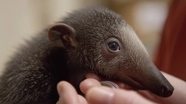 Babyameisenb&auml;r schnuppert