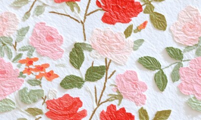 Fototapeta premium hand draw different color roses in the white watercolor-textured background