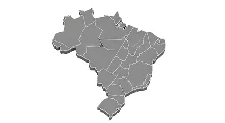 Fototapeta premium 3D Map of Brazil with States Highlighted