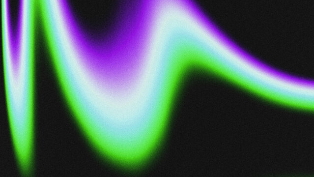 Abstract wave lines with glowing gradient from green to purple on a black background. Fluid motion, vivid transitions, and lightwave effect.