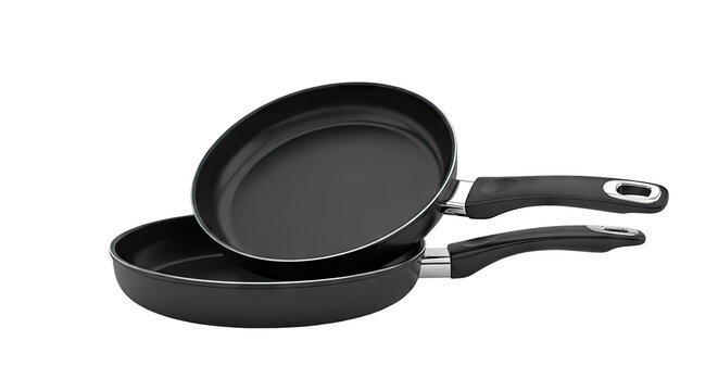 Two Black Non-Stick Frying Pans Stacked