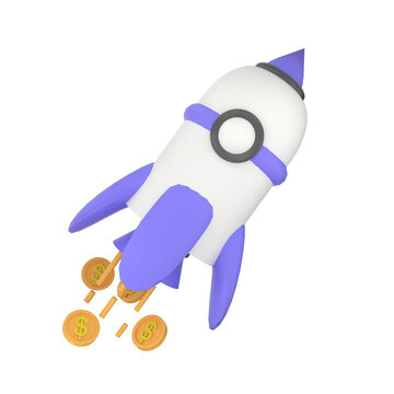Rocket Soft Launch 3D Illustration