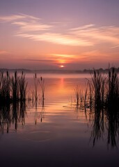 sunset over the river