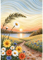 sunset over the river