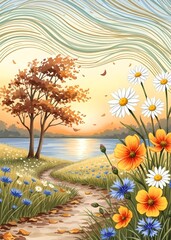 tropical beach with palm trees