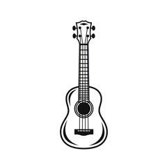 Obraz premium Elegant black ukulele silhouette on white background for music concepts