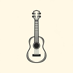 Naklejka premium Elegant ukulele silhouette on cream background for music projects