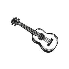 Fototapeta premium Elegant black ukulele illustration on white background