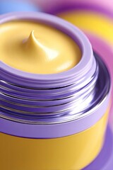 Close-Up Cosmetic Cream Jar With Purple Lid