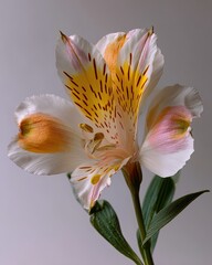 Delicate White And Orange Lily Closeup