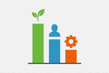 A visual representation of growth, human resources, and operational efficiency, depicted with bar charts and icons.