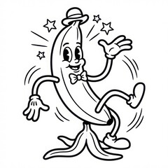 Obraz premium Fun Cartoon Banana Character for Coloring Pages