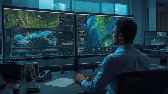 Weather Radar Operations Center Tracking Multiple Weather Systems
