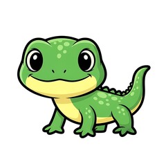 Fototapeta premium Cartoon Green Lizard Illustration with Smile.