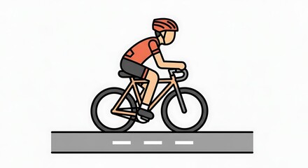 Naklejka premium Cyclist Riding Bicycle on Road Illustration.