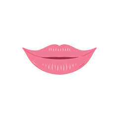 Obraz premium Illustration of beautiful pink smiling lips on grey background