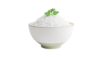 Bowl of White Rice with Parsley Garnish