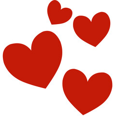 Obraz premium Red Heart Shapes Love Symbol Isolated. Minimalist red heart shapes representing love, romance, affection, and Valentine theme. Simple flat design isolated on white background