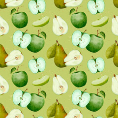 Beautifully Painted Watercolor Slices Of Green Apples Representing Freshness And Natural Wellness