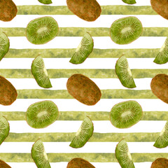 Colorful Watercolor Images Of Sliced Kiwis For Packaging And Branding