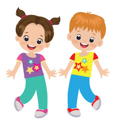 Dancing kids vector cartoon illustration