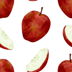 Expressive Watercolor Portrayal Of Vibrant Apples And Slices With Rich Textures And Warm Hues