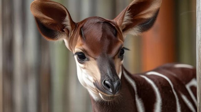 Babyokapi blickt ruhig