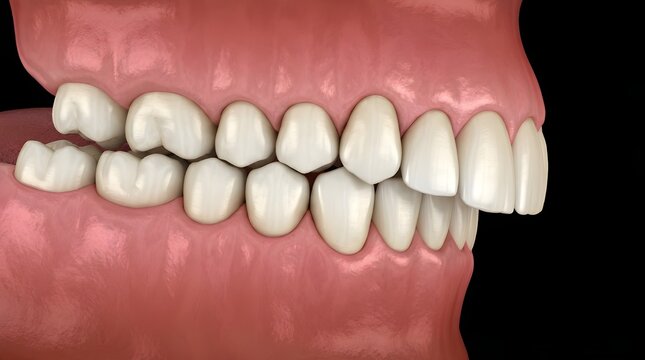Orthodontic Malocclusion and Overbite 3D Dental Illustration
