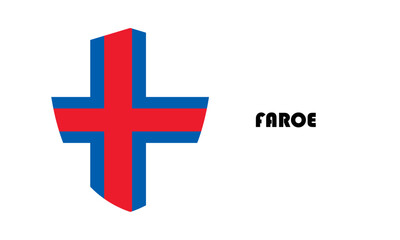 Obraz premium Faroe flag in shield shape with high quality