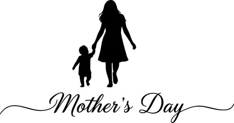 Obraz premium sillouttes Mother and her haby happy mothers day 
