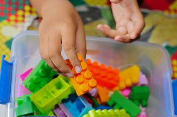 children building Lego  © and