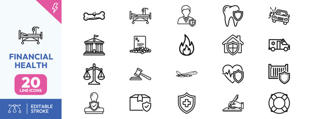 Financial Health Icons Set.
