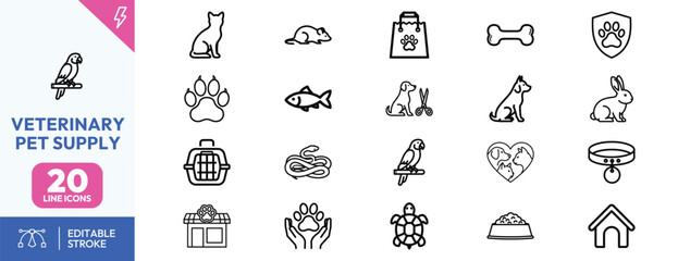 Veterinary Pet Supply Icons.