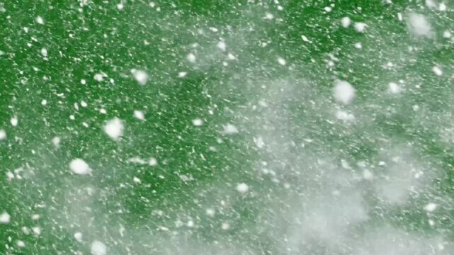 Green Screen Snow Particles Background With Falling Winter Flakes Soft Fog And Cinematic Motion