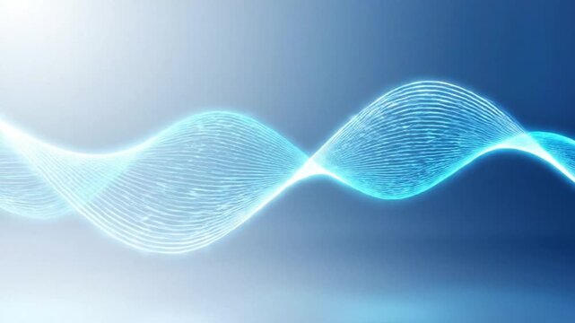 Abstract Glowing Blue Light Wave Flowing Smoothly On Clean Futuristic Background With Soft Energy Motion