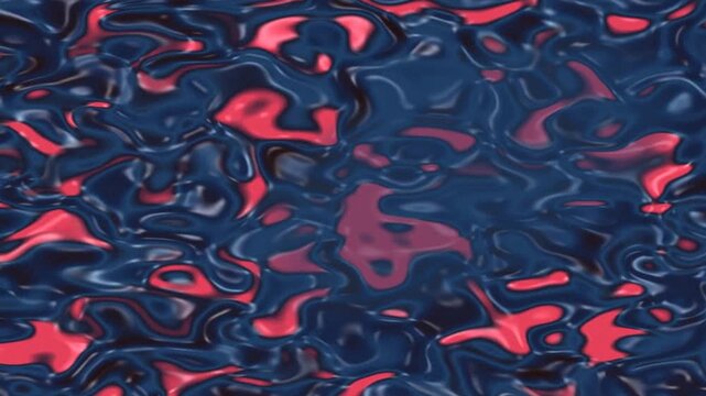 A vivid abstract weave of red and blue, with glossy serpentine shapes flowing in a luminous pattern