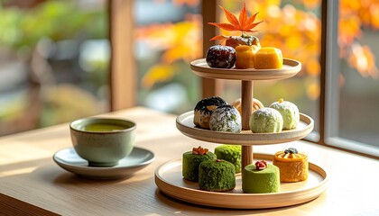 和モダン秋色アフタヌーンティーと抹茶スイーツ