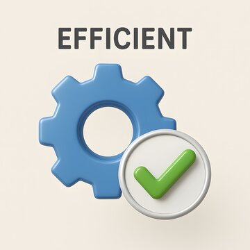 Efficiency Concept With Gear And Check Mark Business Performance Symbol